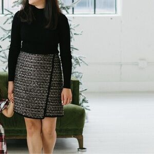 LOFT Black and White Tweed Skirt